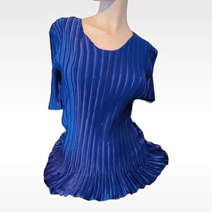 Vibrant Purple Pleated Ribbed Blouse